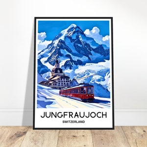 Jungfraujoch Reise Print Jungfraujoch Poster Schweizer Kunst Druck Schweiz Liebhaber Geschenk Wandbehang Home Decor Jungfraujoch Illustration