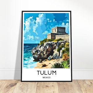 Tulum Travel Print Tulum Poster Mexican Art Print Mexico Lover Gift Wall Hanging Art Tulum Illustration Home Office Desk Decor