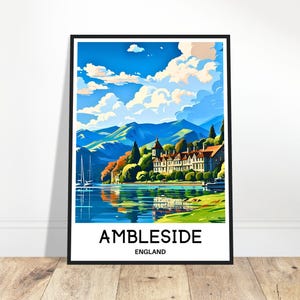 Ambleside Travel Print Ambleside Poster English Art Print England Lover Gift Wall Hanging Art Home Office Decor Ambleside Illustration