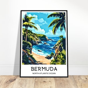 Impresión de viaje de Bermudas Póster de Bermudas Impresión artística de Bermudas Regalo para amantes de Bermudas Decoración de pared para el hogar y la oficina Ilustración de Bermudas
