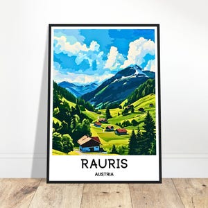 Rauriser Reise-Druck Rauriser Poster Österreichischer Kunstdruck Reisegeschenk für Österreich-Liebhaber Rauriser Region Wandkunst Home Office Schreibtischdekor