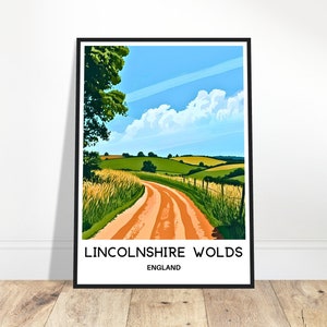 Impresión de viaje de Lincolnshire Wolds Póster de Lincolnshire Wolds Impresión de arte inglés Regalo para amantes de Inglaterra Ilustración artística para colgar en la pared Decoración del hogar