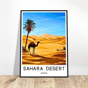 Sahara Wüste Reise-Druck Sahara Wüste Poster Afrikanischer Kunstdruck Afrika-Liebhaber Geschenk Wandbehang Sahara Wüste Illustration