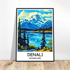 Denali National Park Travel Print Denali National Park Poster American Art Print Alaska Lover Gift Wall Hanging Art Illustration Home Decor