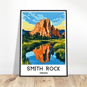 Smith Rock State Park Travel Print Poster American Art Print Oregon Lover Gift Wall Hanging Art Illustration Home Office Desk Room Decor