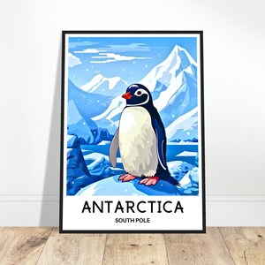 Antarctica Travel Print Antarctica Poster Antarctica Art Print South Pole Lover Gift Wall Hanging Art Home Decor Antarctica Illustration