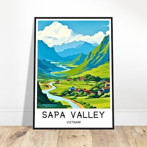 Sapa Valley Travel Print Poster Vietnamese Art Print Vietnam Lover Gift Wall Hanging Art Home Office Room Decor Sapa Valley Illustration