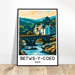 Betws-y-Coed reisafdruk Betws-y-Coed poster Welsh kunstafdruk Wales minnaar cadeau muur hangende kunst Betws-y-Coed illustratie kantoordecoratie