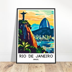 Impression de voyage à Rio de Janeiro Affiche de Rio de Janeiro Impression d&#39;art brésilienne Cadeau pour amoureux du Brésil Tenture murale Art de Rio de Janeiro Illustration