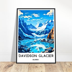 Davidson Glacier Travel Print Poster American Art Print Alaska Lover Gift Wall Hanging Art Alaska Illustration Home Office Desk Decor