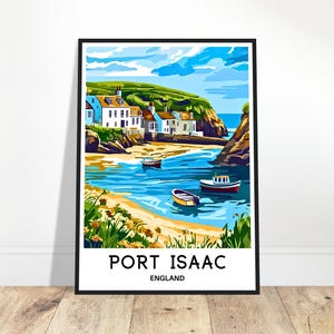 Port Isaac Travel Print Port Isaac Poster English Art Print England Lover Gift Wall Hanging Home Office Decor Port Isaac Illustration