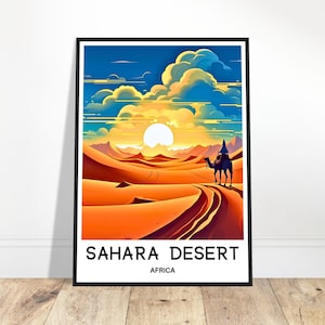 Sahara Wüste Reise-Druck Sahara Wüste Poster Afrikanischer Kunstdruck Afrika-Liebhaber Geschenk Wandbehang Sahara Wüste Illustration