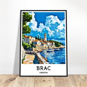 Brac Reise-Druck Brac Poster Kroatischer Kunstdruck Kroatien Liebhaber Geschenk Wandbehang Kunst Brac Insel Illustration Home Office Schreibtisch Dekor