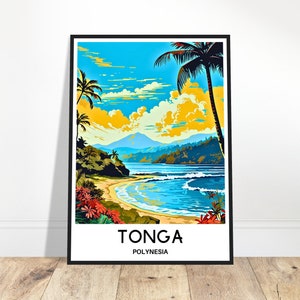 Tonga Travel Print Tonga Island Poster Polynesia Art Print Tonga Lover Gift Wall Hanging Art Oceania Island Illustration Home Office Decor