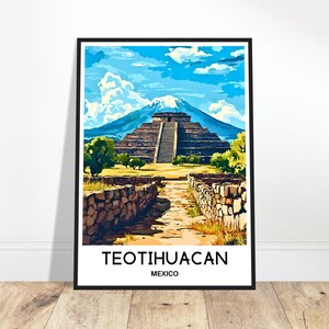 Stampa di viaggio di Teotihuacan Poster di Teotihuacan Stampa artistica messicana Regalo per gli amanti del Messico Arazzo da parete Illustrazione di Teotihuacan Decorazione per la casa e l&#39;ufficio