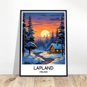 Lappland Reise-Druck Lappland Poster finnische Kunst Druck Finnland Liebhaber Geschenk Wandbehang Home Office Schreibtisch Dekor Lappland Illustration