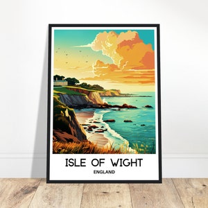 Isle of Wight Travel Print Isle of Wight Poster English Art Print England Lover Gift Wall Hanging Art Isle of Wight Island Illustration