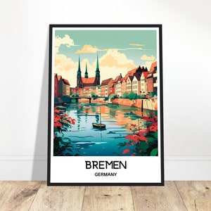 Bremen Reisedruck Bremen Poster Kunst Druck Deutschland Liebhaber Geschenk Wandbehang Kunst Home Office Schreibtisch Zimmer Dekor Bremen Illustration