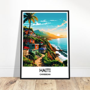 Haiti Travel Print Haiti Poster Caribbean Art Print Caribbean Lover Gift Wall Hanging Home Office Decor Haiti Island Illustration