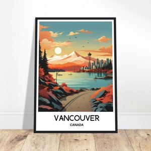 Vancouver Reise-Druck Vancouver Poster Kanadische Kunst Druck Kanada Liebhaber Geschenk Wandbehang Haus Büro Schreibtisch Dekor Vancouver Stadt Illustration