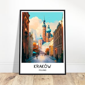 Krakau Reise-Druck Krakau Poster polnische Kunstdruck Polen Liebhaber Geschenk Wandbehang Kunst Home Office Schreibtisch Dekor Krakau Stadt Illustration