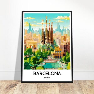 Barcelona Travel Print Barcelona Poster Spanish Art Print Spain Lover Gift Wall Hanging Art Home Office Decor Barcelona City Illustration