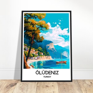 Ölüdeniz Reise-Druck Ölüdeniz Plakat türkische Kunst Druck Türkei-Liebhaber-Geschenk Wandbehang Haus Büro Schreibtisch Dekor Ölüdeniz Illustration