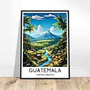 Guatemala Travel Print Guatemala Poster Central America Lover Gift Wall Hanging Art Home Office Desk Decor Guatemala Illustration