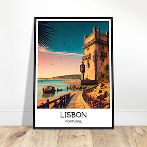 Lissabon Reise-Druck Belem-Turm Poster Portugiese Kunstdruck Portugal Liebhaber Geschenk Wandbehang Haus Büro Schreibtisch Dekor Lissabon Illustration