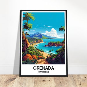 Grenada Travel Print Grenada Poster Caribbean Art Print Caribbean Lover Gift Wall Hanging Art Grenada Illustration