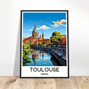 Impression de voyage de Toulouse, affiche de Toulouse, impression d'art français, cadeau pour amoureux de la France, tenture murale, décoration de bureau à domicile, illustration de la ville de Toulouse