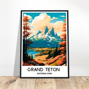 Grand Teton National Park Reise-Druck Grand Teton Plakat Amerikanischer Kunstdruck Wyoming Liebhabergeschenk Wandbehang Kunst Grand Teton Illustration