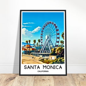 Santa Monica Reise Druck Kalifornien Poster Amerikanischer Kunstdruck Santa Monica Liebhaber Geschenk Kalifornien Wandbehang Kunst Haus Büro Schreibtisch Dekor