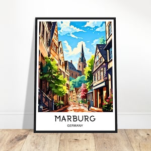 Marburg Travel Print Marburg Poster German Art Print Germany Lover Gift Wall Hanging Home Office Decor Marburg City Illustration