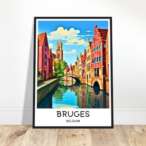 Brügge Reise-Druck Brügge Poster Belgischer Kunstdruck Belgien Liebhaber Geschenk Wandbehang Kunst Home Office Schreibtisch Dekor Brügge Stadt Illustration