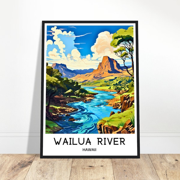 Wailua River Travel Print Wailua River Poster Hawaiian Art Print Hawaii Lover Gift Wall Hanging Art Wailua River Illustration Home Decor