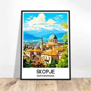Skopje Travel Print Skopje Poster Macedonian Art Print North Macedonia Lover Gift Wall Hanging Art Home Decor Skopje City Illustration