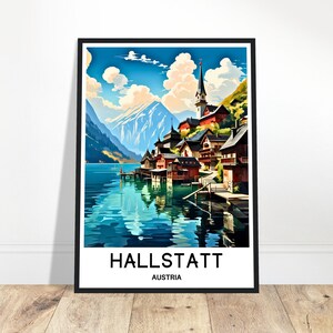 Hallstatt Reisedruck Hallstatt Poster Österreichischer Kunstdruck Reisegeschenk für Österreich-Liebhaber Hallstatt Wandkunst Austria Home Office Schreibtisch Dekor