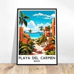Playa del Carmen Travel Print Playa del Carmen Poster Mexican Art Print Mexico  Lover Gift Wall Hanging Playa del Carmen Beach Illustration