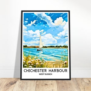 Chichester Harbour Travel Print Chichester Poster English Art Print England Lover Gift Wall Hanging Art West Sussex Illustration Home Decor