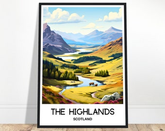 Scottish Highlands Travel Poster, Highlands Travel Print, Highlands Wall Art Highlands Travel Gift Highlands Wall Decor, Highlands Art Print