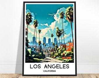 Los Angeles Travel Print Los Angeles Poster American Art Print California Lover Gift Wall Hanging Home Office Decor Los Angeles Illustration