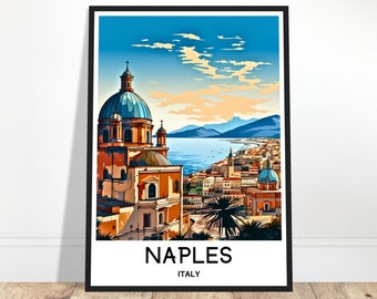 ナポリ イタリア 地図 アートプリント：モダントラベルポスター - Etsy