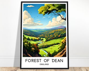 Forest of Dean Travel Print Forest of Dean Poster English Art Print England Lover Gift Wall Hanging Art Gloucestershire Illustration