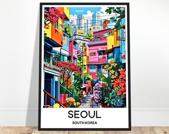 Seoul Travel Print Seoul Poster Korean Art Print South Korea Lover Gift Wall Hanging Art Home Office Decor Seoul City Illustration
