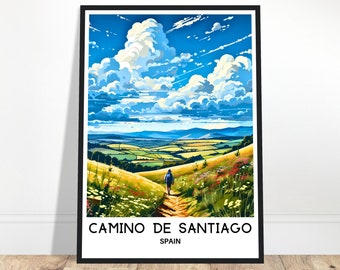 Camino de Santiago Travel Print Camino de Santiago Poster Spanish Art Print Spain Lover Gift Wall Hanging Art Illustration Home Office Decor
