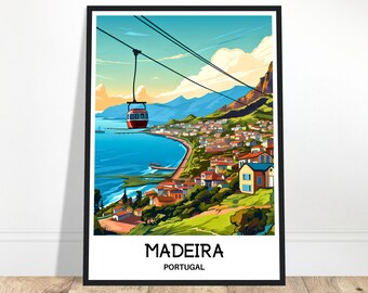 Madeira Travel Print Portugal Poster Portuguese Art Print Madeira Lover Gift Portugal Wall Hanging Art Madeira Island Home Office Decor