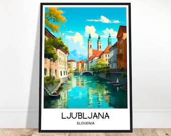 Ljubljana Travel Print Ljubljana Poster Slovenian Art Print Slovenia Lover Gift Wall Hanging Home Office Decor Ljubljana City Illustration