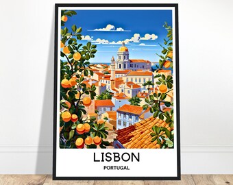 Lisbon Travel Print Lisbon Poster Portuguese Art Print Portugal Lover Gift Wall Hanging Art Home Decor Lisbon City Illustration