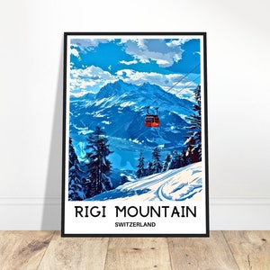 Rigi Mountain Travel Print Rigi Mountain Poster Swiss Art Print Switzerland Lover Gift Wall Hanging Home Office Desk Decor Rigi Illustration